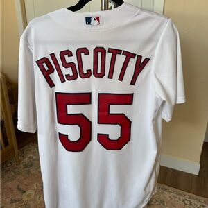 Majestic White Red "Piscotty 55" Baseball Jersey
